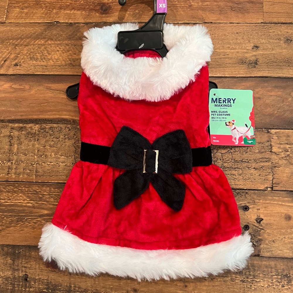 Mrs. Claus Pet Dog Costume Outfit Dress
